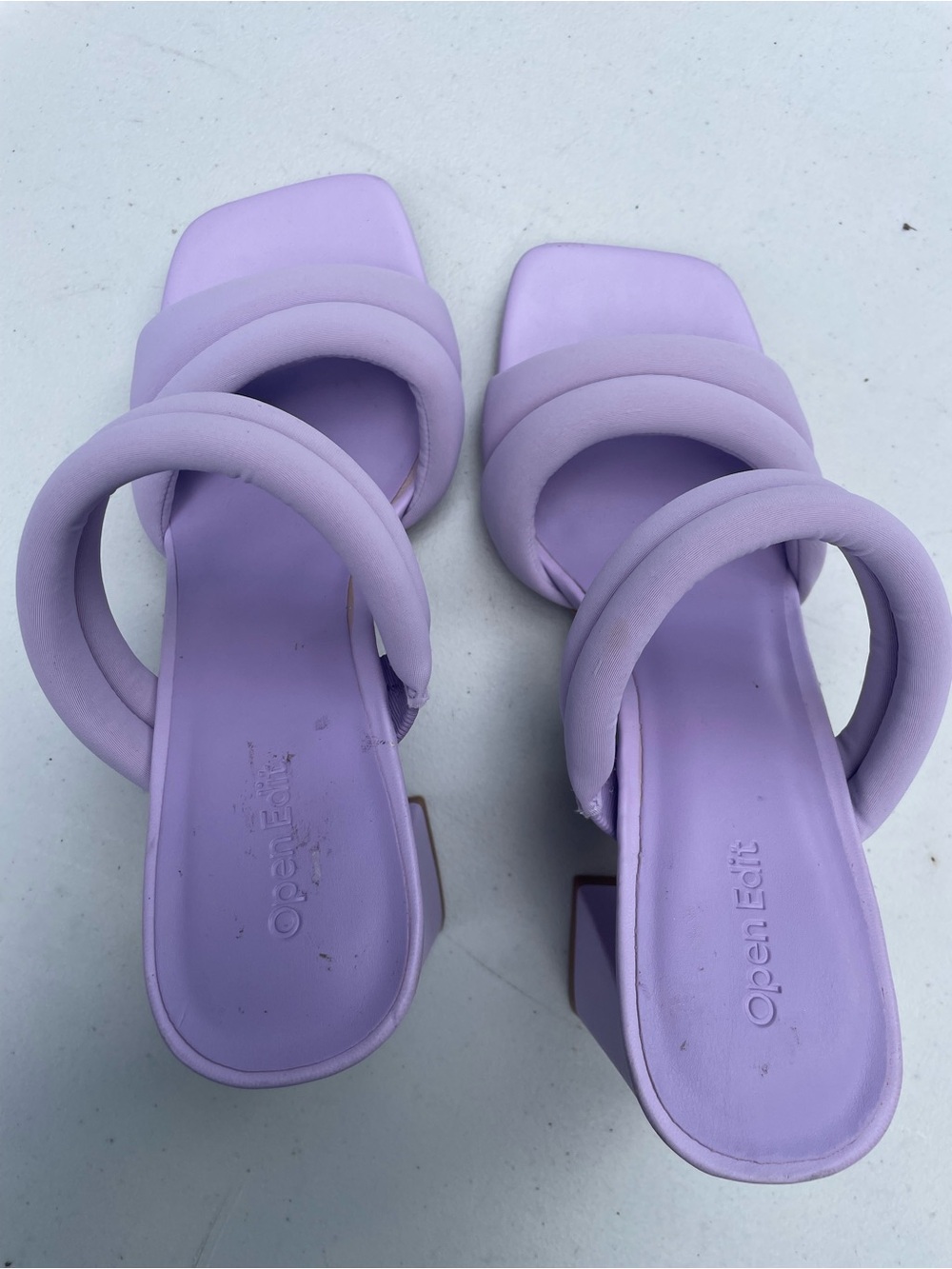 Open Edit Lilac Padded Double-Strap Heeled Sandals